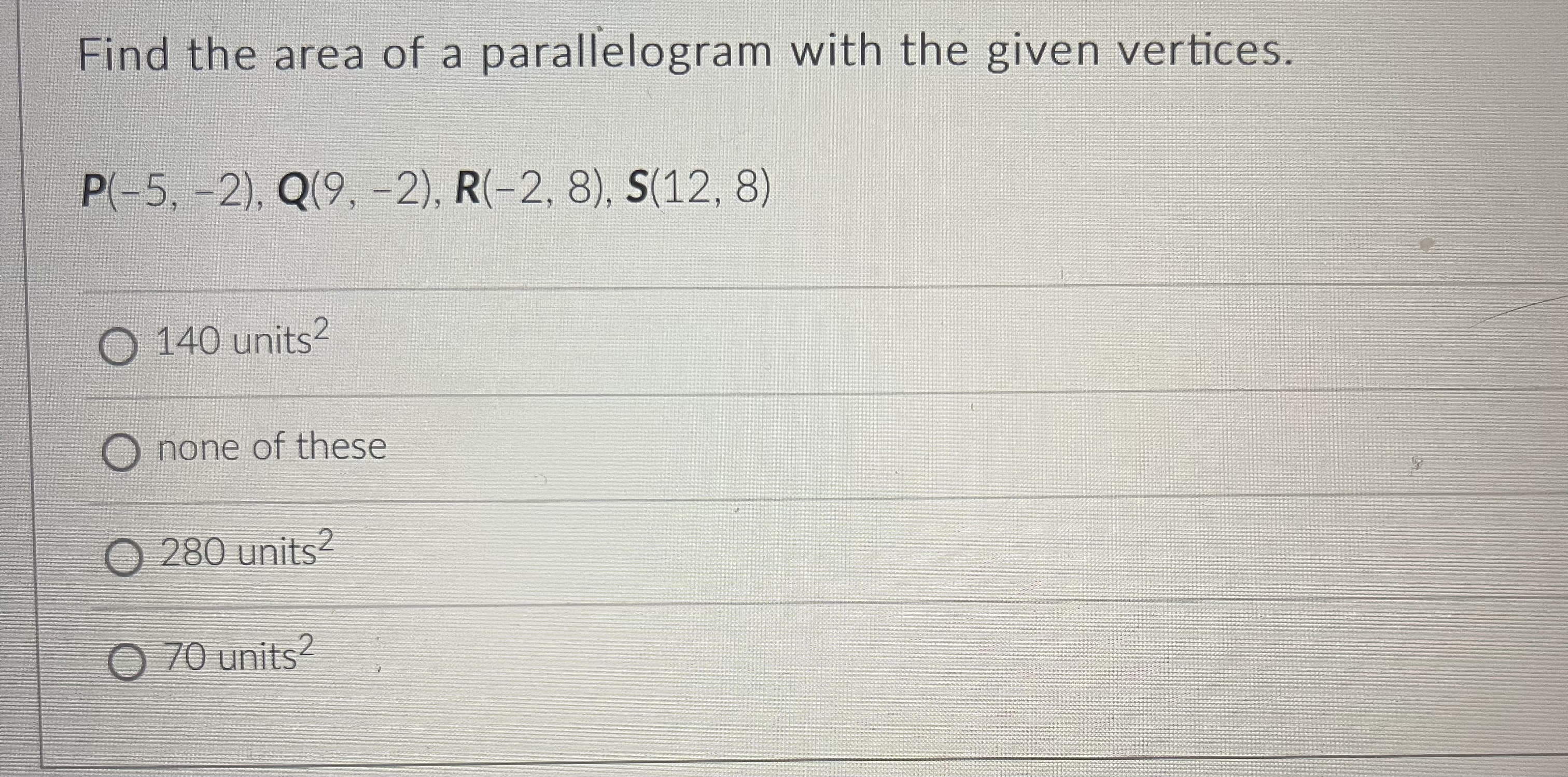 Need help figuring out area of parallelogram Find