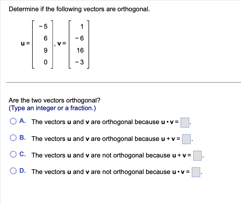 Linear Algebra Determine if the following vectors