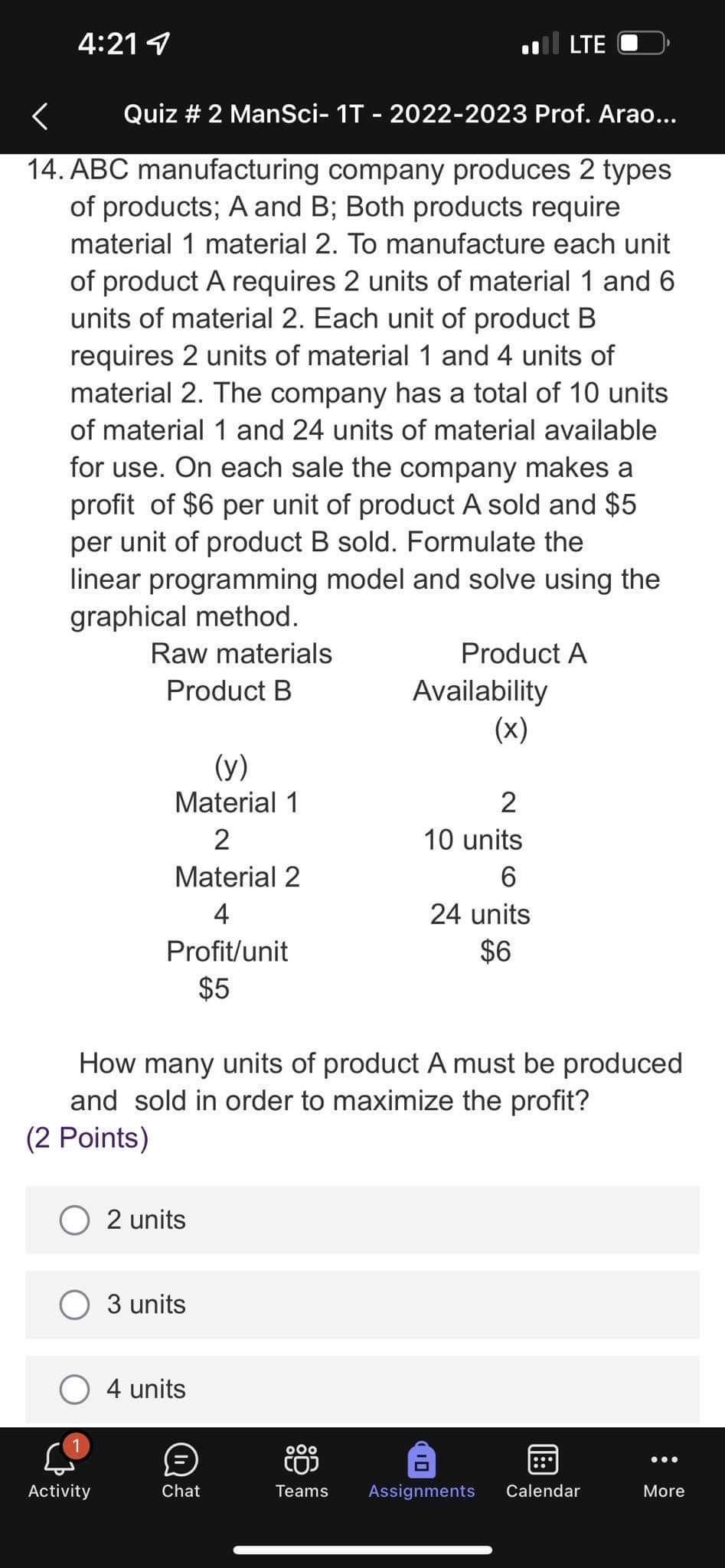 4:214 u LTE I Quiz # 2 ManSci 1T - 2022-2023