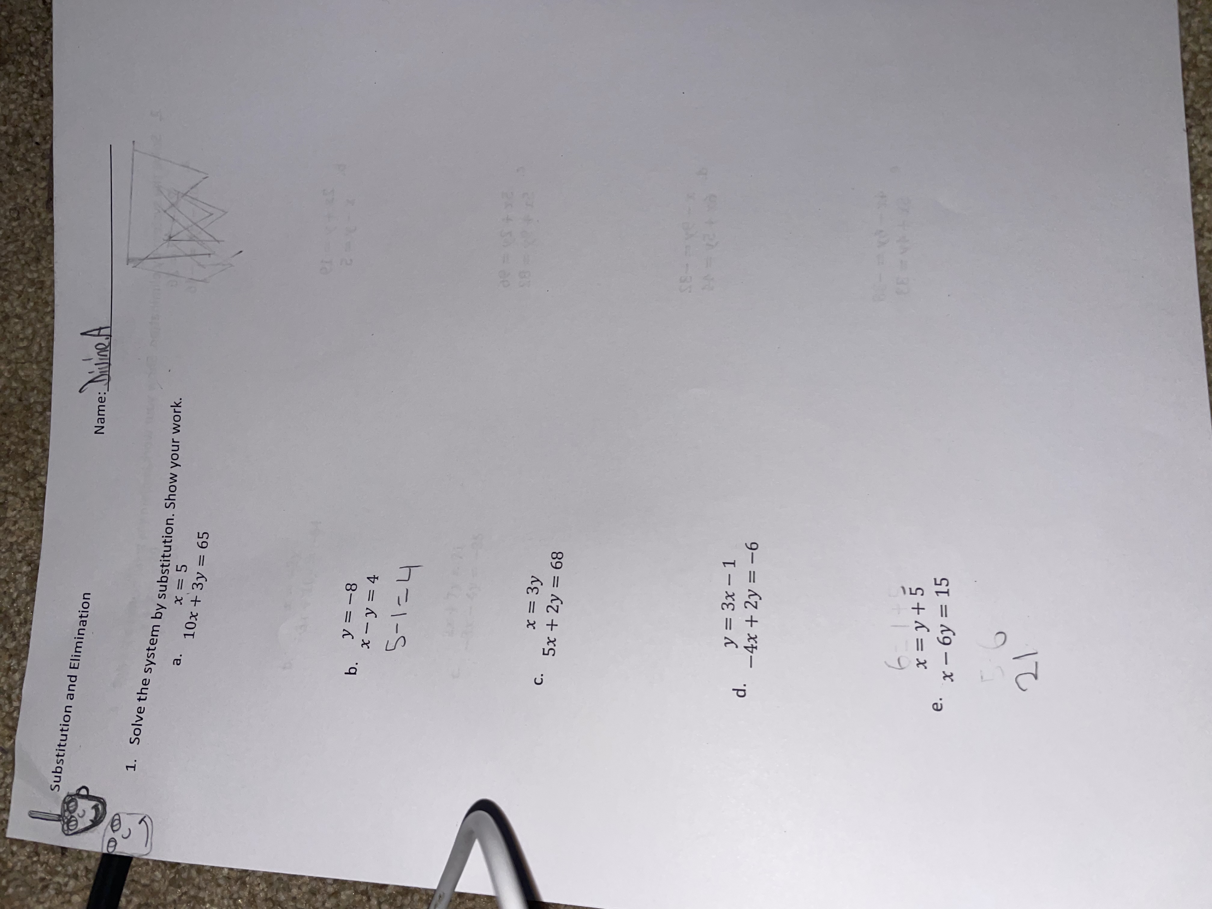 Substitution and Elimination Name: Divine.A 1.