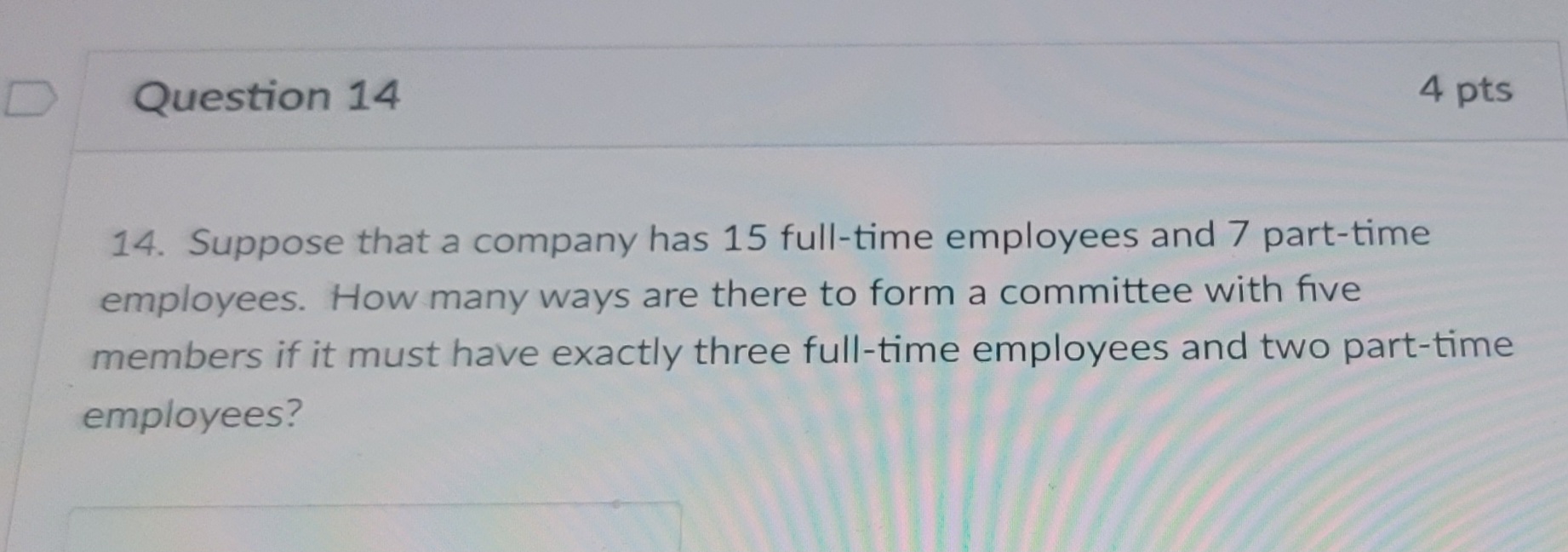 SUBJECT: MATH : Quantitative Methods for Business