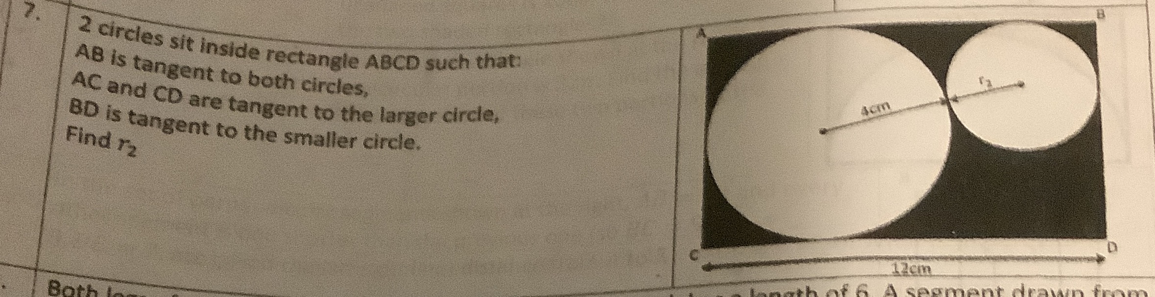 2 circles sit Inside rectangle ABCD such that: