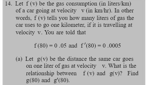 14. Let f (v) be the gas consumption (in