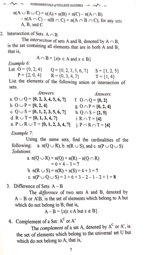 Set Operations 1. Union of Sets: A U B The union
