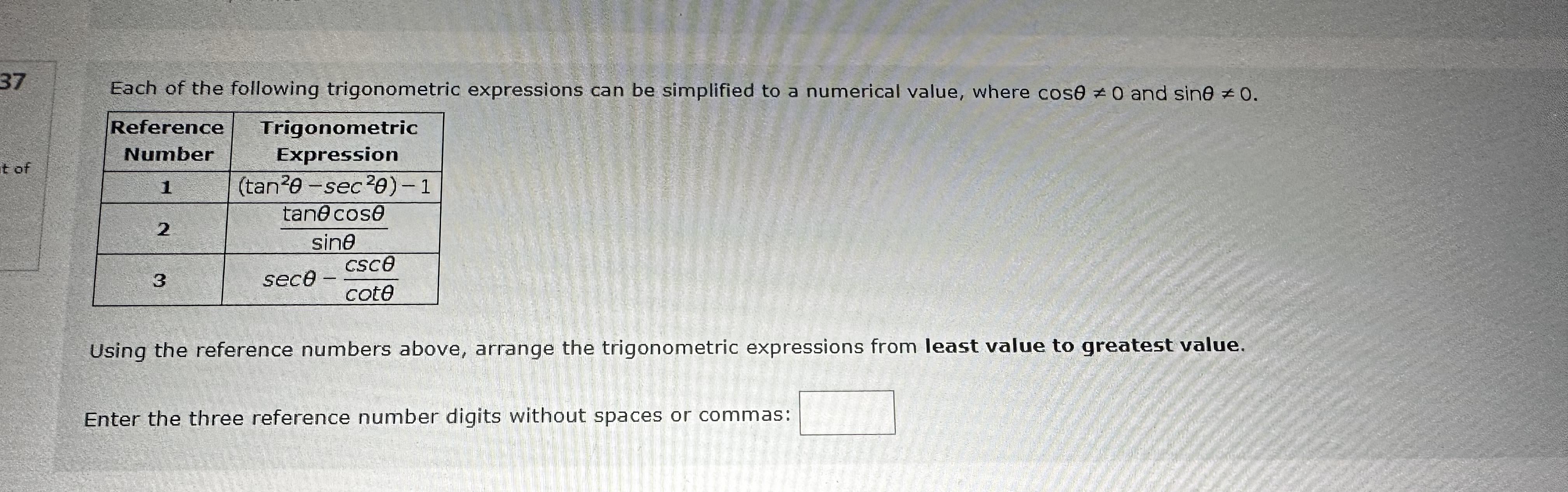 37 Each of the following trigonometric