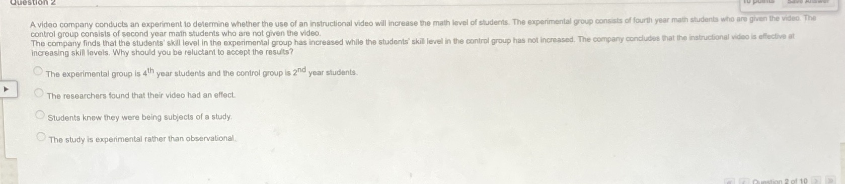 A video company conducts an experiment to