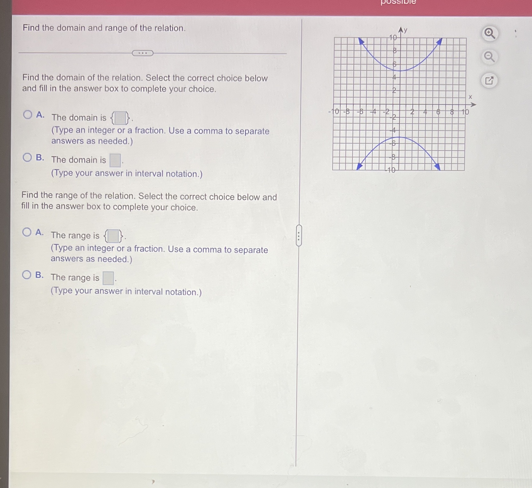 Find the domain and range of the relation. 40