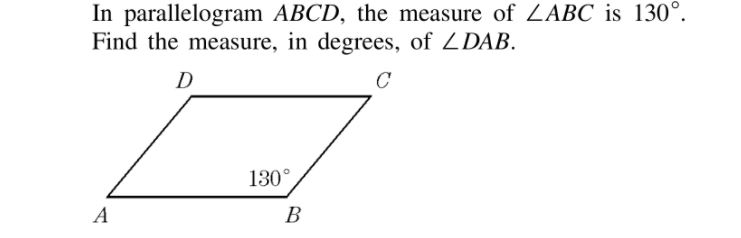In parallelogram ABCD, the measure of ZABC is