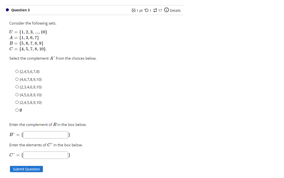 O Question3 B 1 pt 01 31? G) Details Consider the