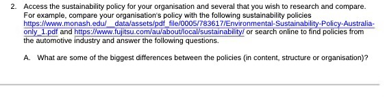 2. Access the sustainability policy for your