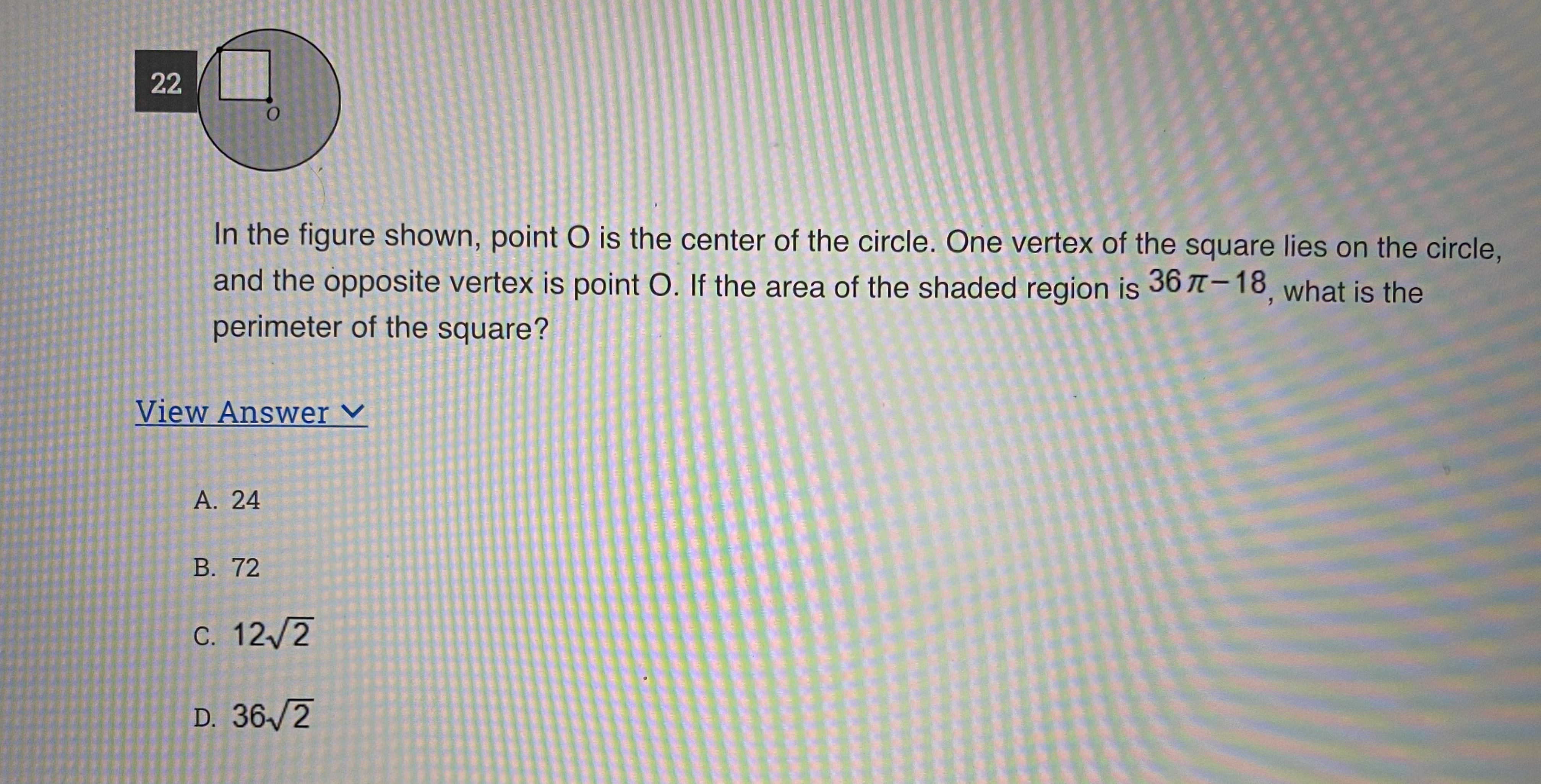 22 In the figure shown, point O is the center of