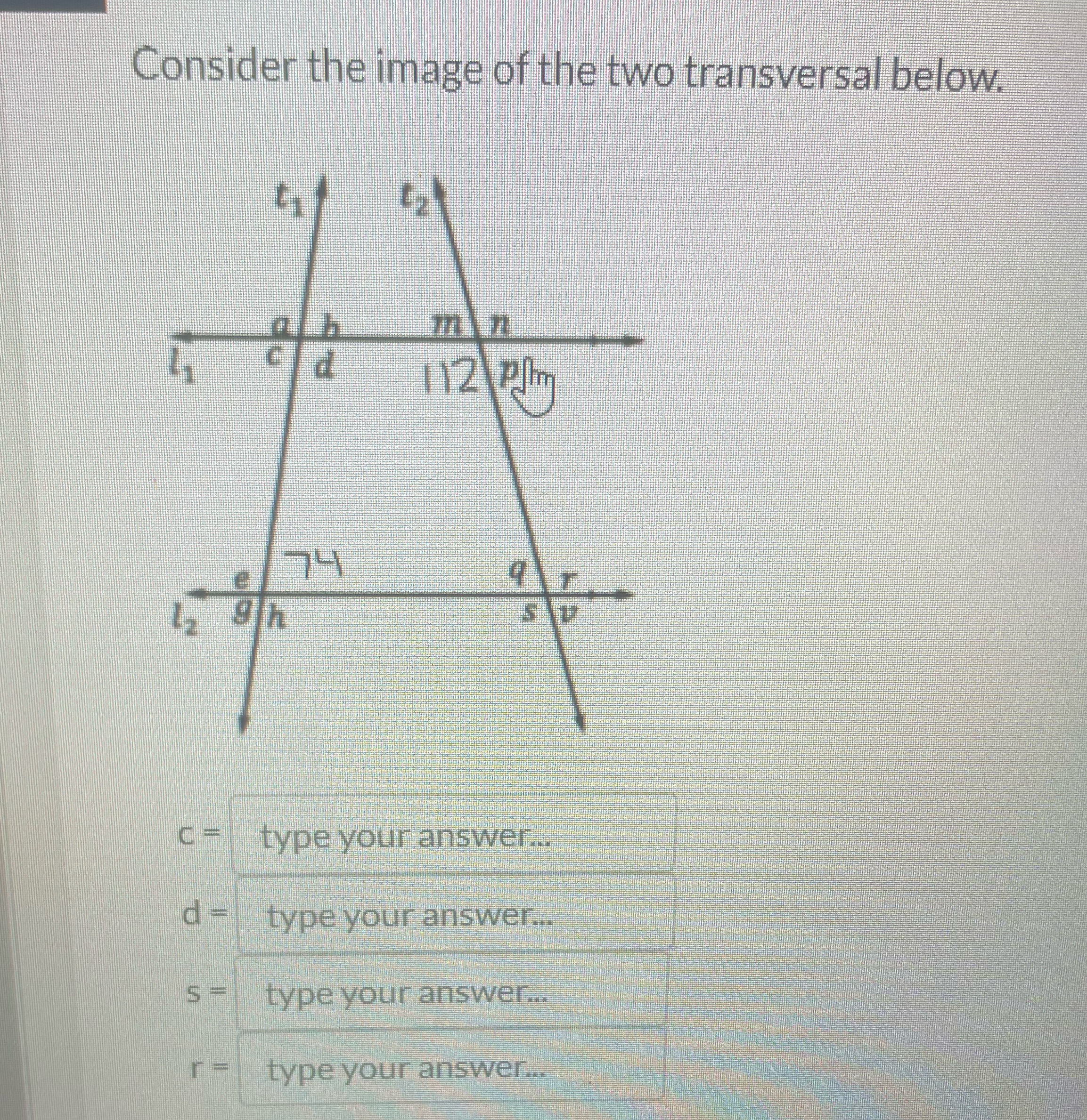 Solve for C D S R Consider the image of the two