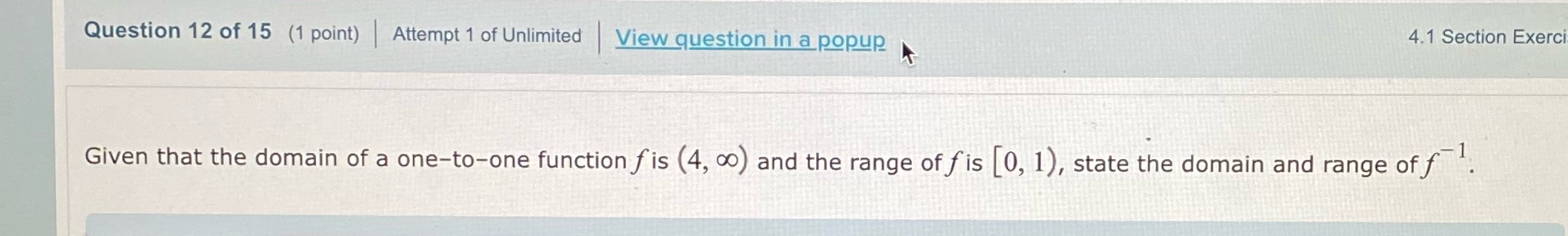 Question 12 of 15 (1 point) Attempt 1 of