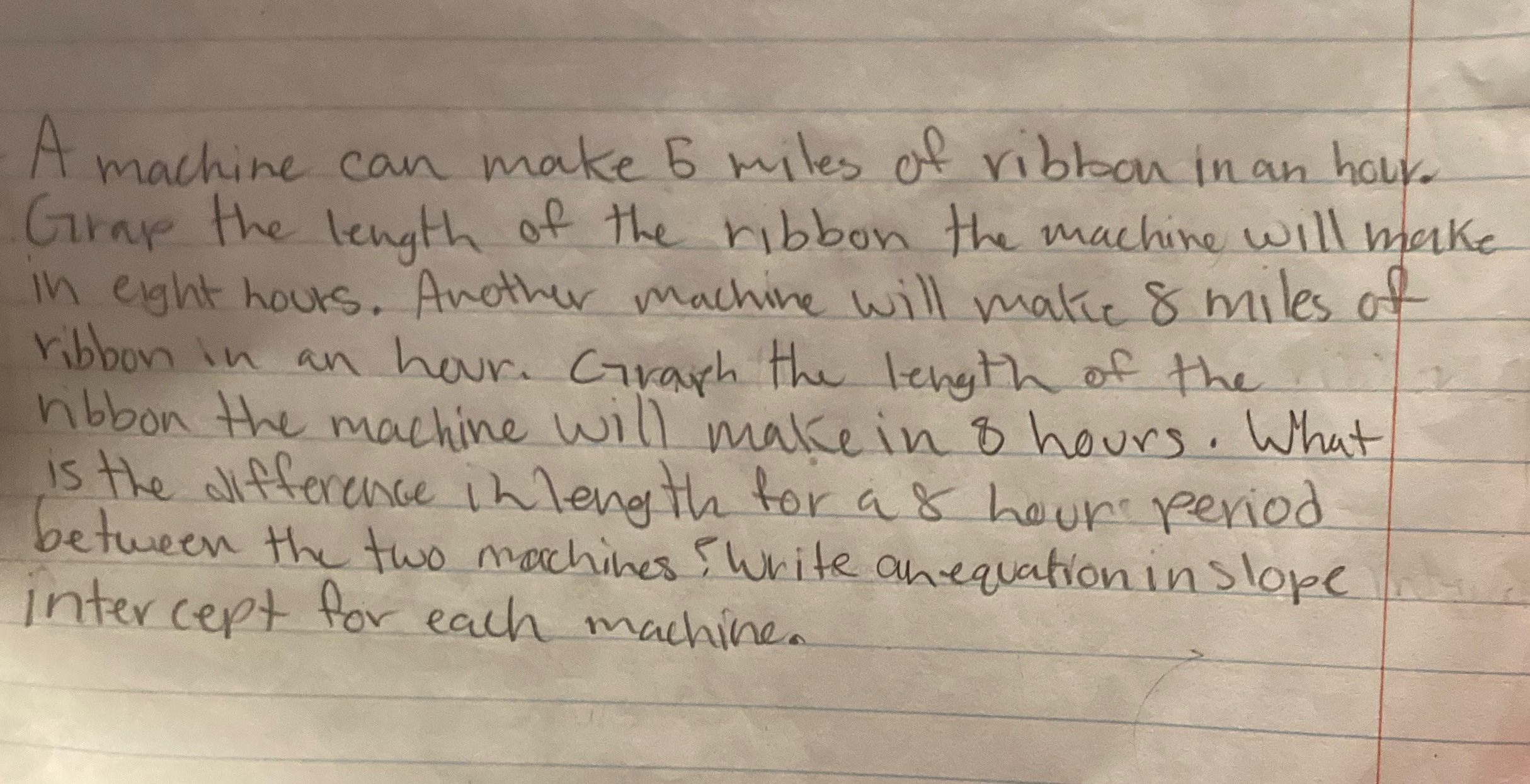 A machine can make 6 miles of ribbon in an hour.