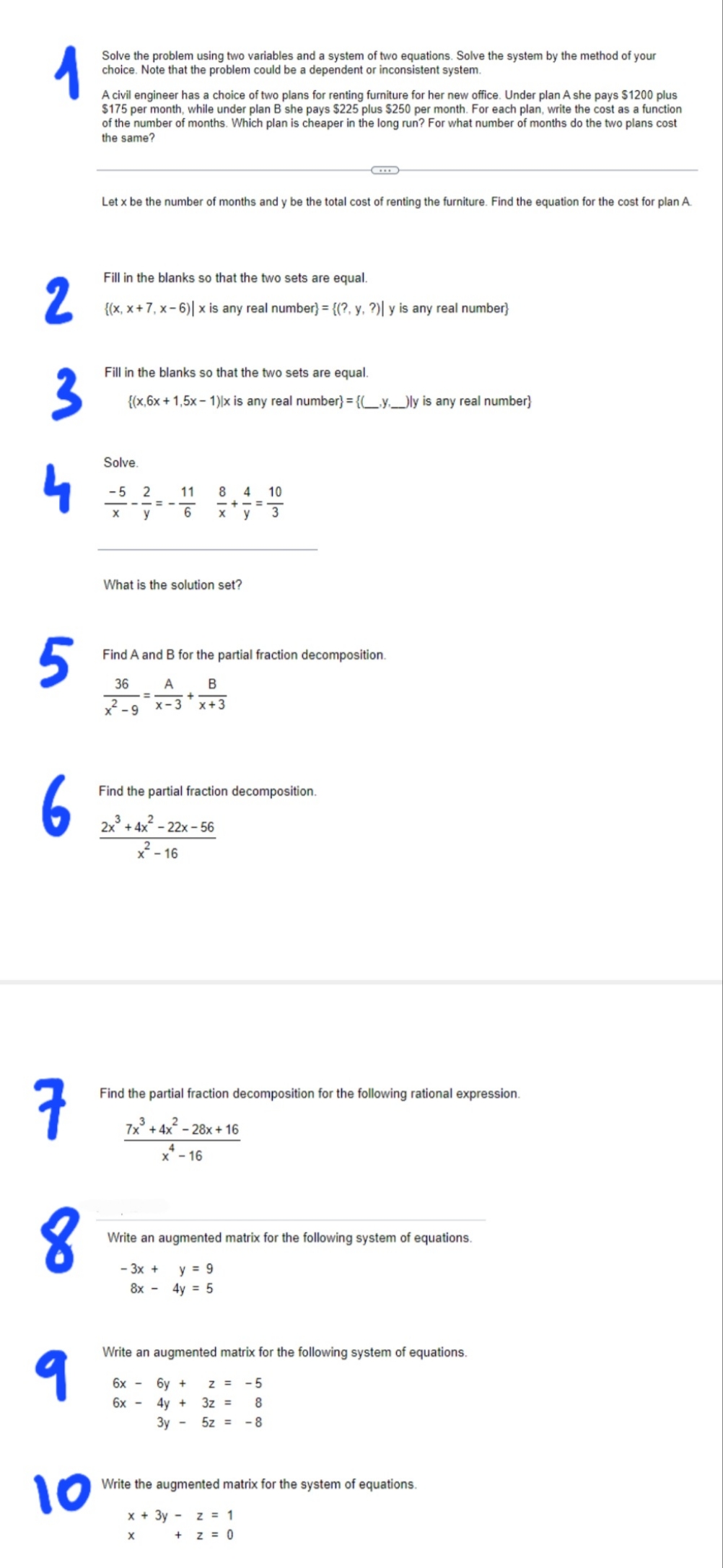 College Algebra Solve the problem using two