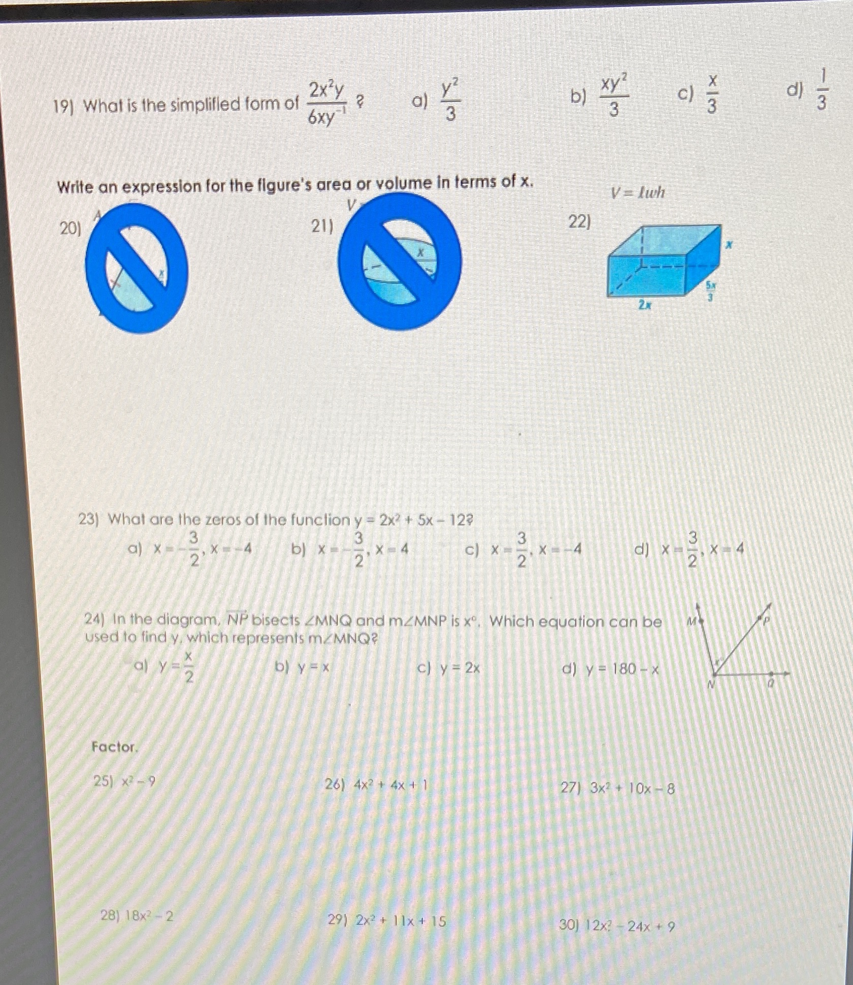 19) What is the simplified form of 2x y 2 XY d) 3