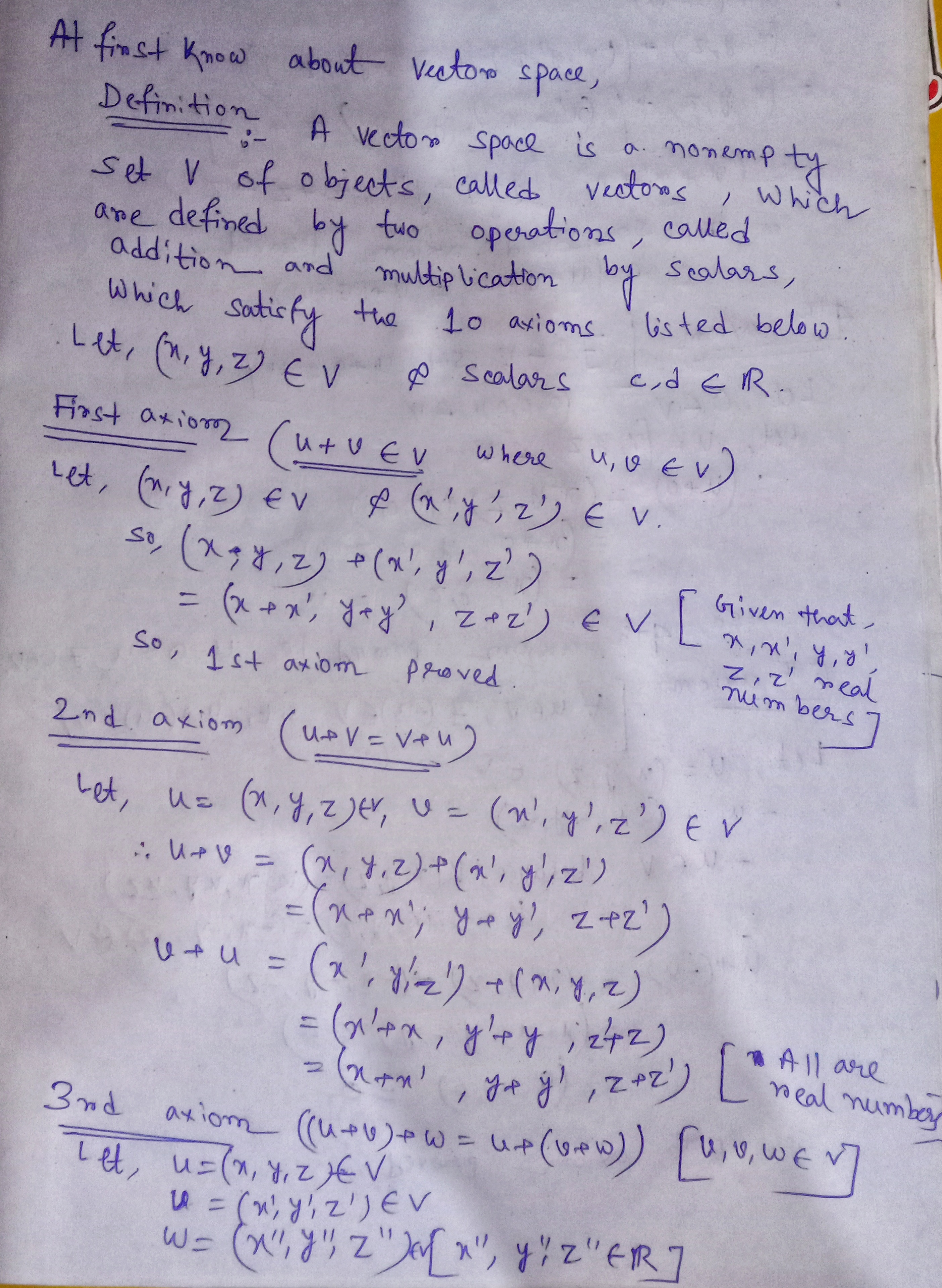 4. Verify all vector space axioms and determine,