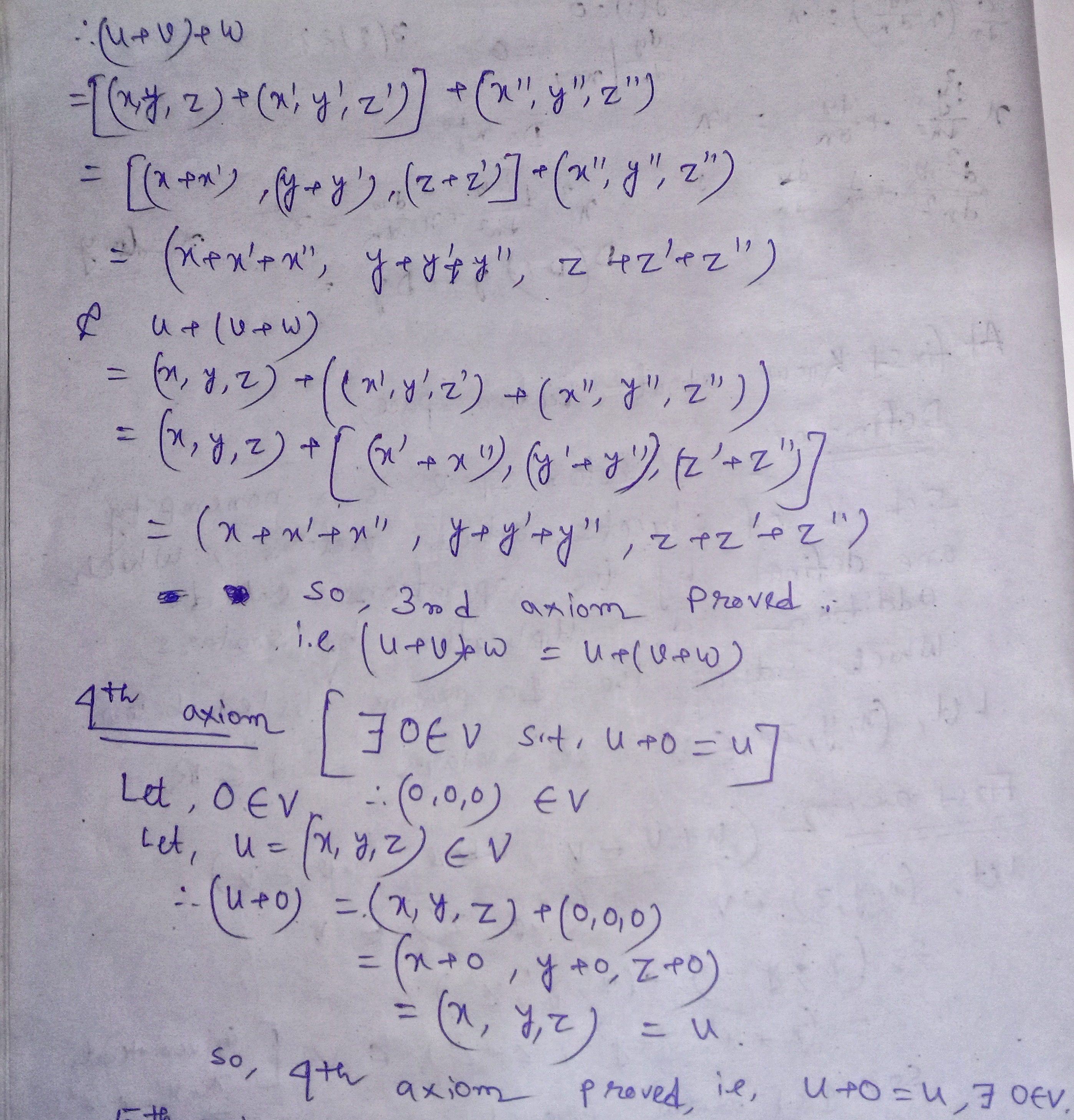 4. Verify all vector space axioms and determine,