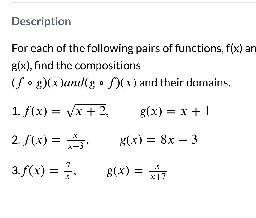 Please answer these Description For each of the