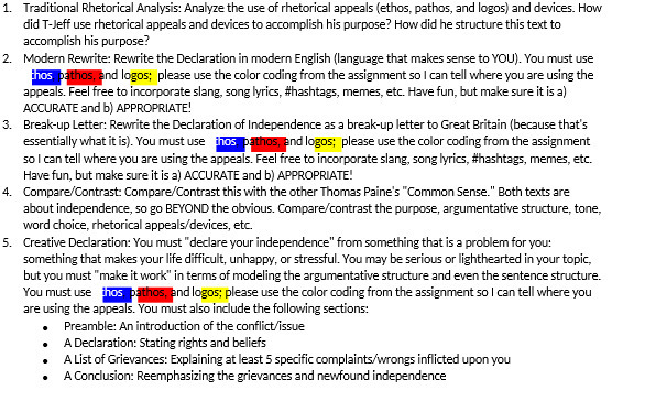 1. Traditional Rhetorical Analysis: Analyze the