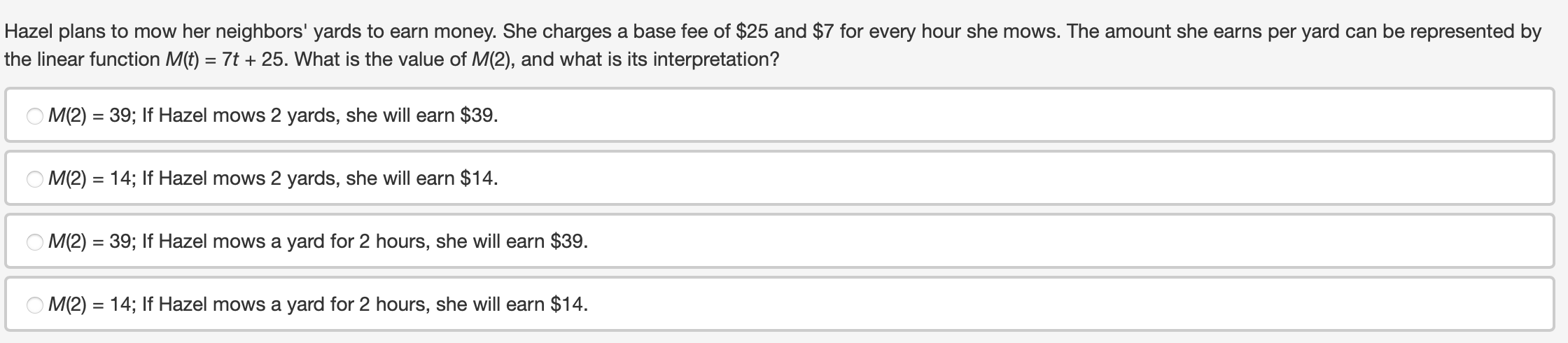 Hazel plans to mow her neighbors' yards to