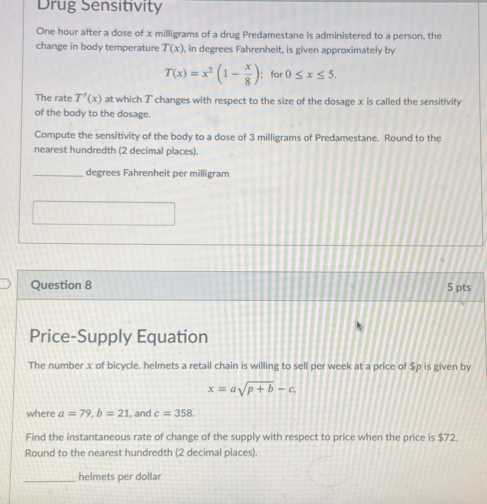 Please need help with both Drug Sensitivity One