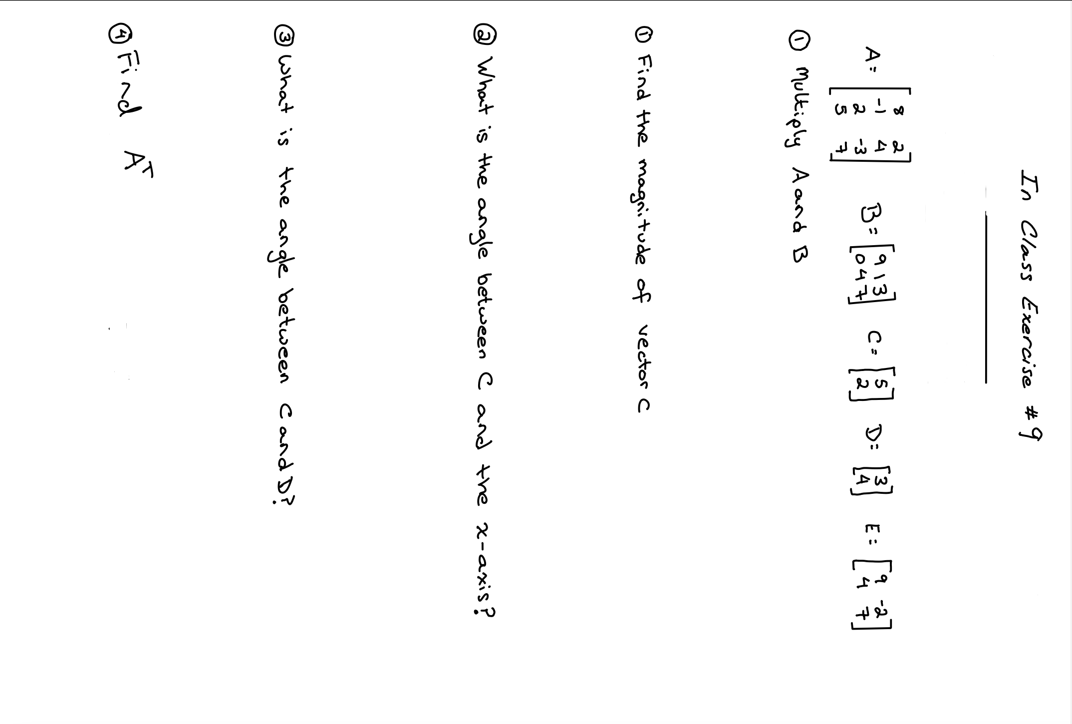 In Class Exercise # 9 I B: 843 C. D: [2] : [2 4 ]