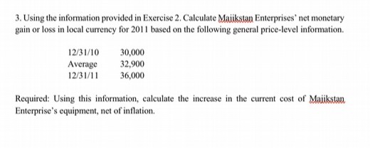 3. Using the information provided in Exercise 2.