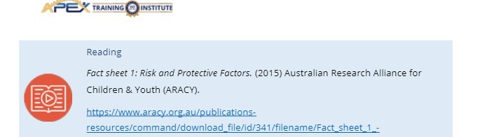 APEX TRAINING e INSTITUTE Reading Fact sheet 1: