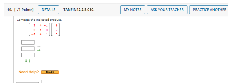 10. [-/1 Points] DETAILS TANFIN 12 2.5.010. MY