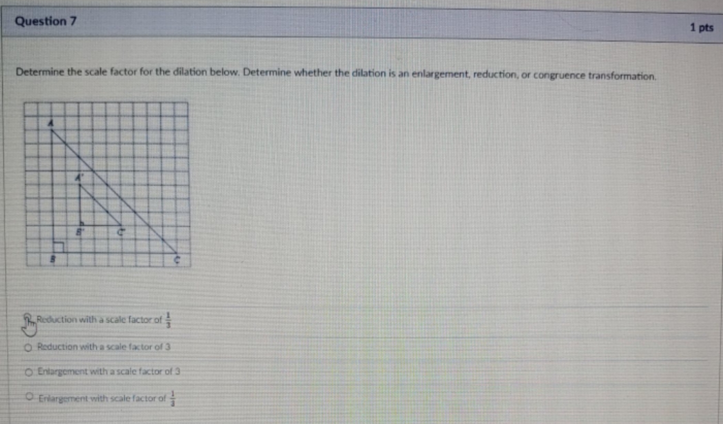 determine the scale factor Question 7 1 pts