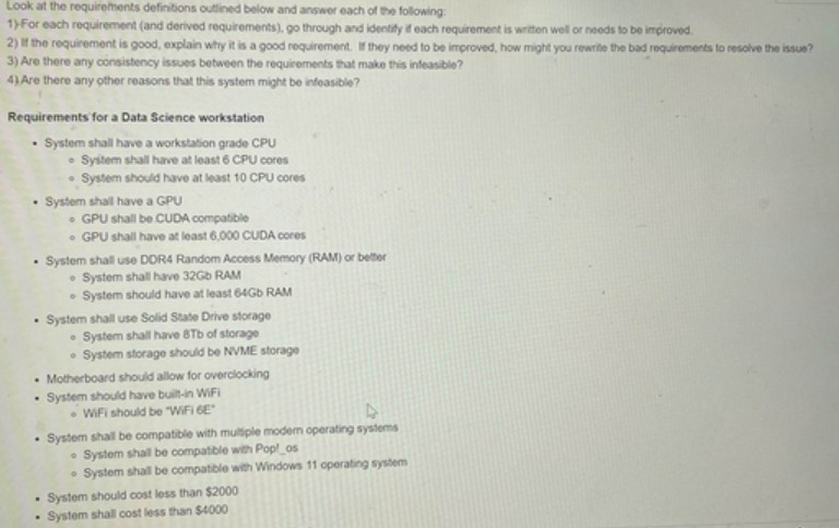 Look at the requirements definitions outlined