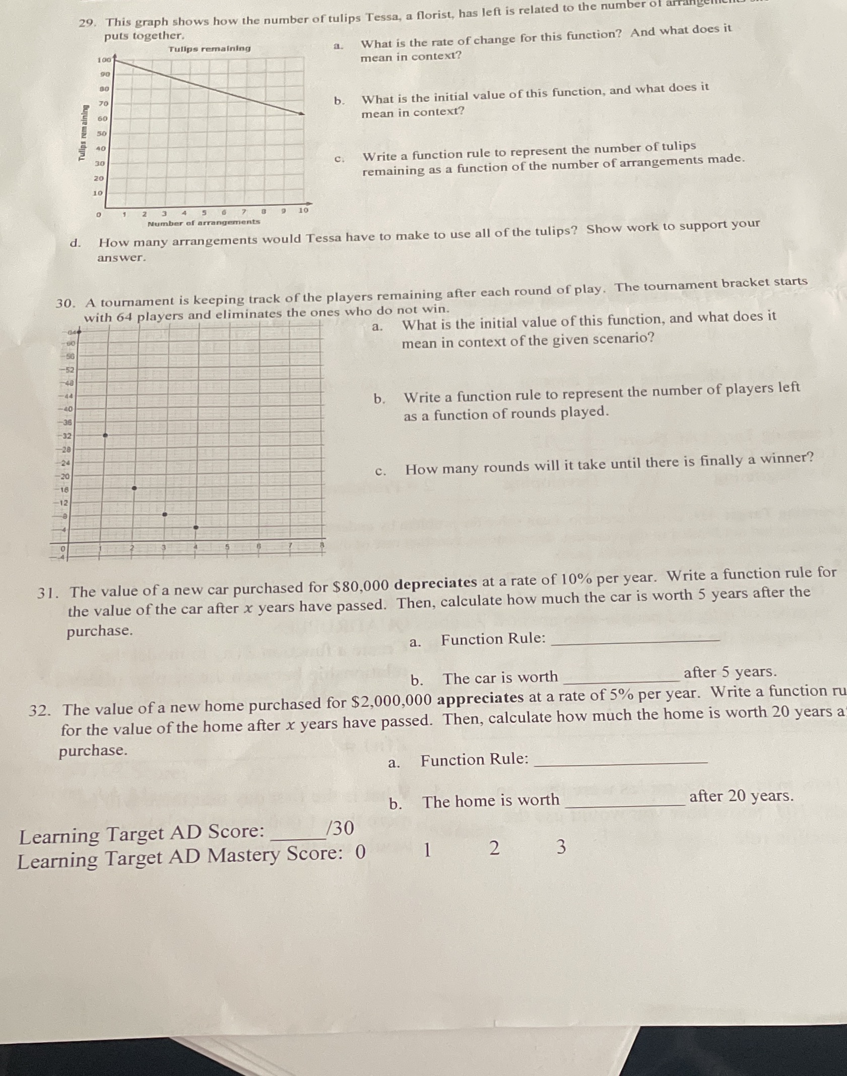 29. This graph shows how the number of tulips