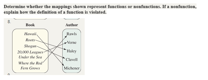question 1 Determine whether the mappings shown