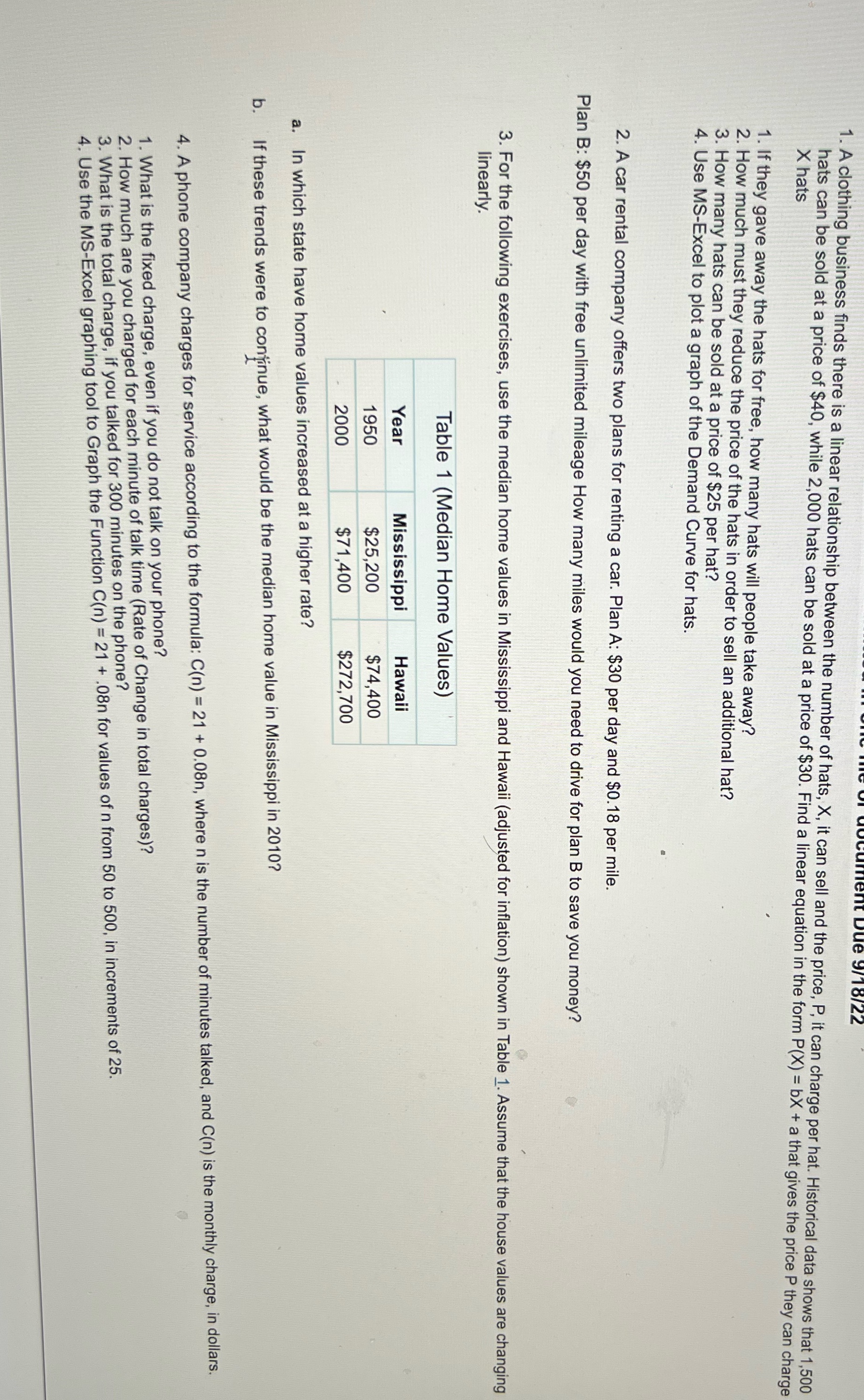 1. A clothing business finds there is a linear