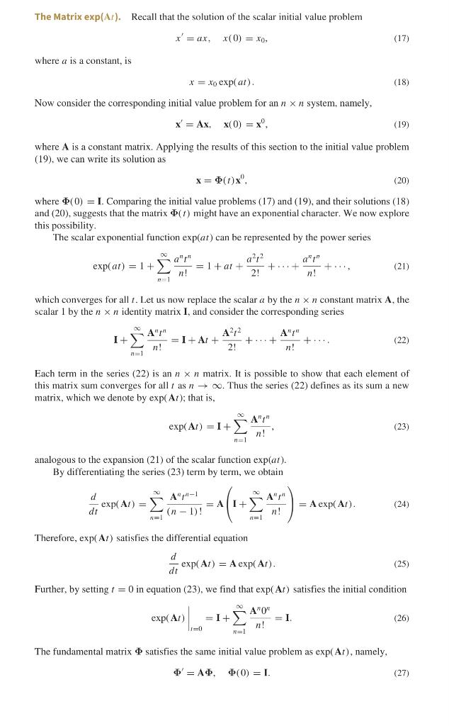 y' = ky , to = 0, k has n linearly