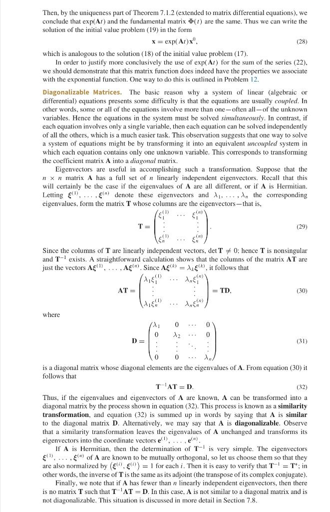 y' = ky , to = 0, k has n linearly