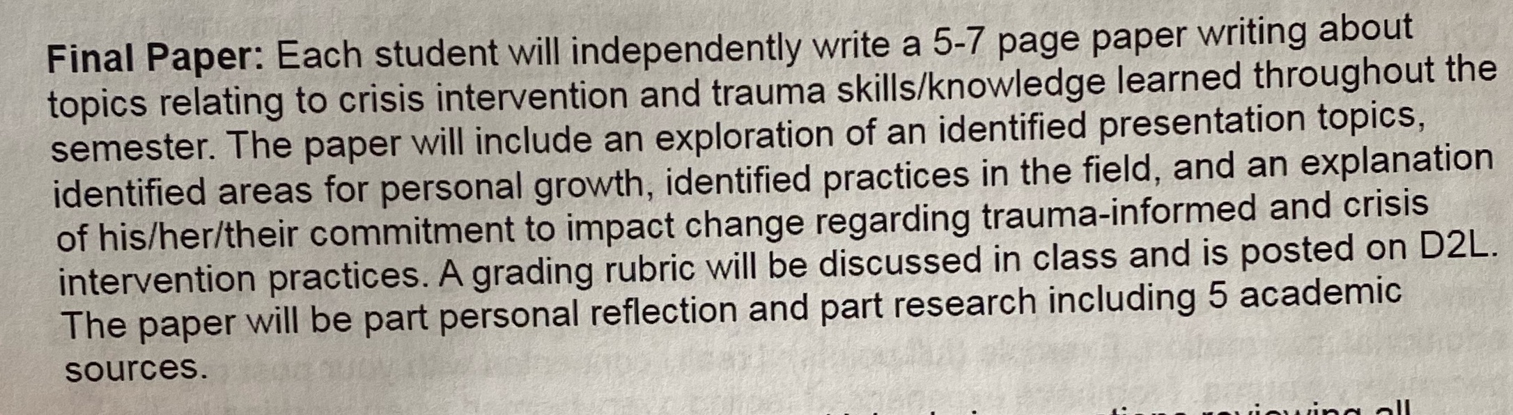 Please do it for me. Final Paper: Each student