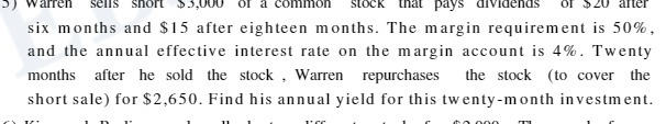 warren sells short of a common STOCK that pays