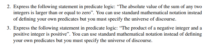 2. Express the following statement in predicate