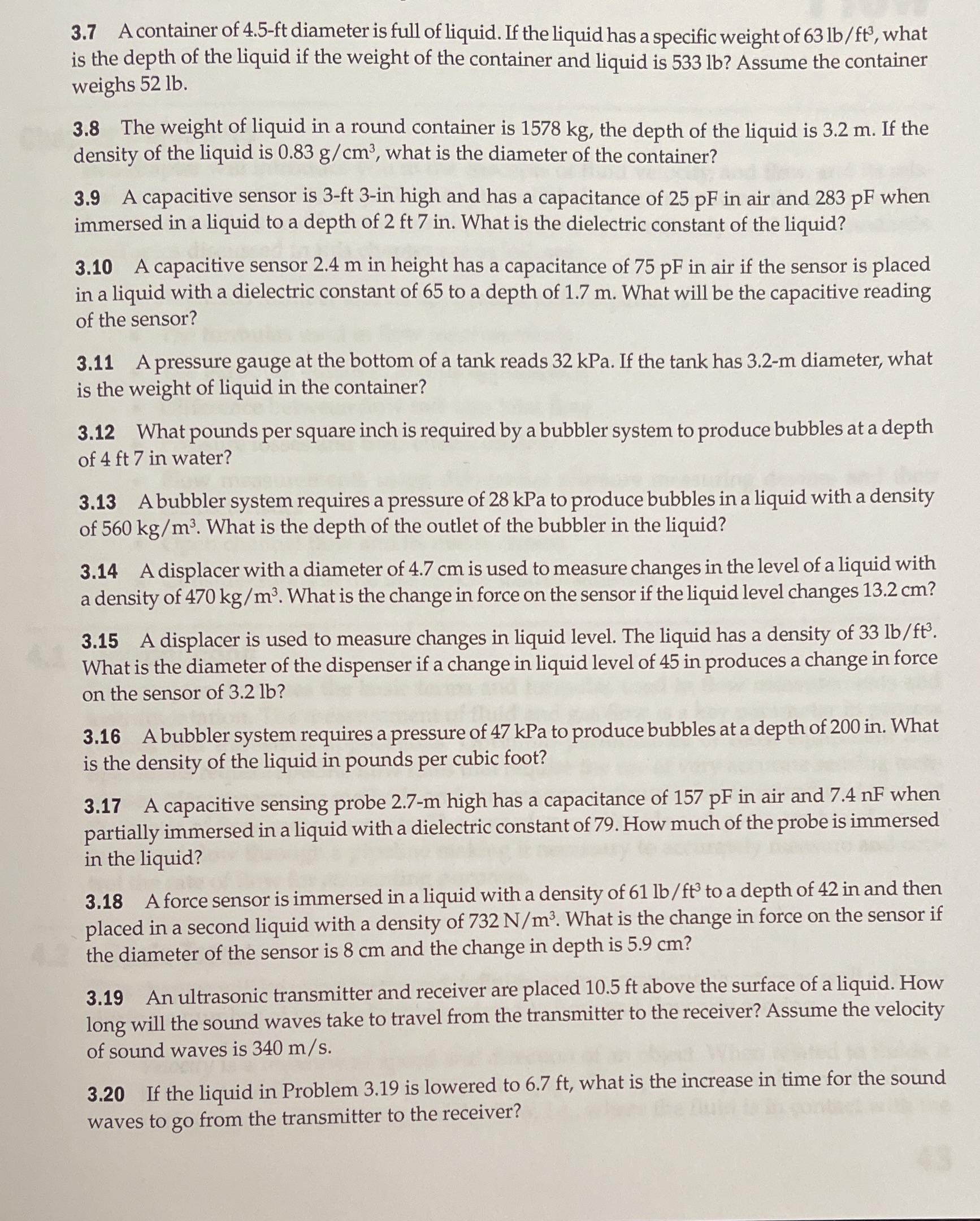 Question 3.11, 3.15 and 3.19 3.7 A container of