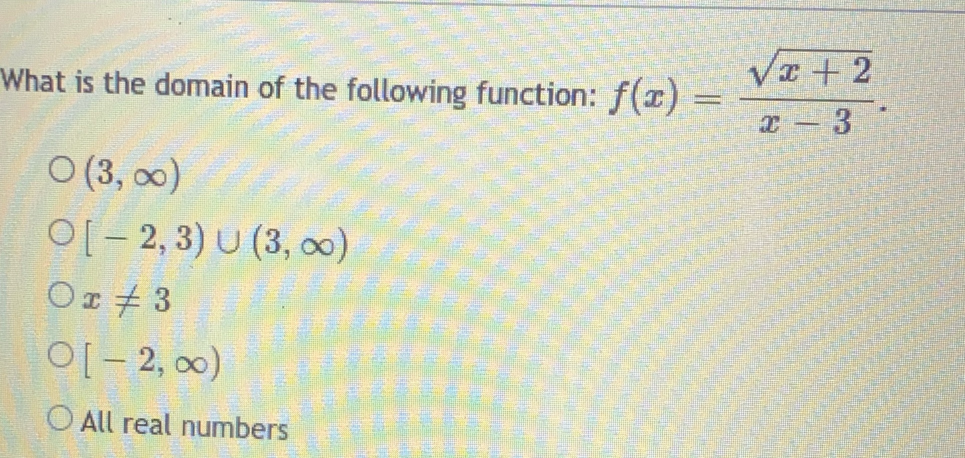 VI + 2 What is the domain of the following