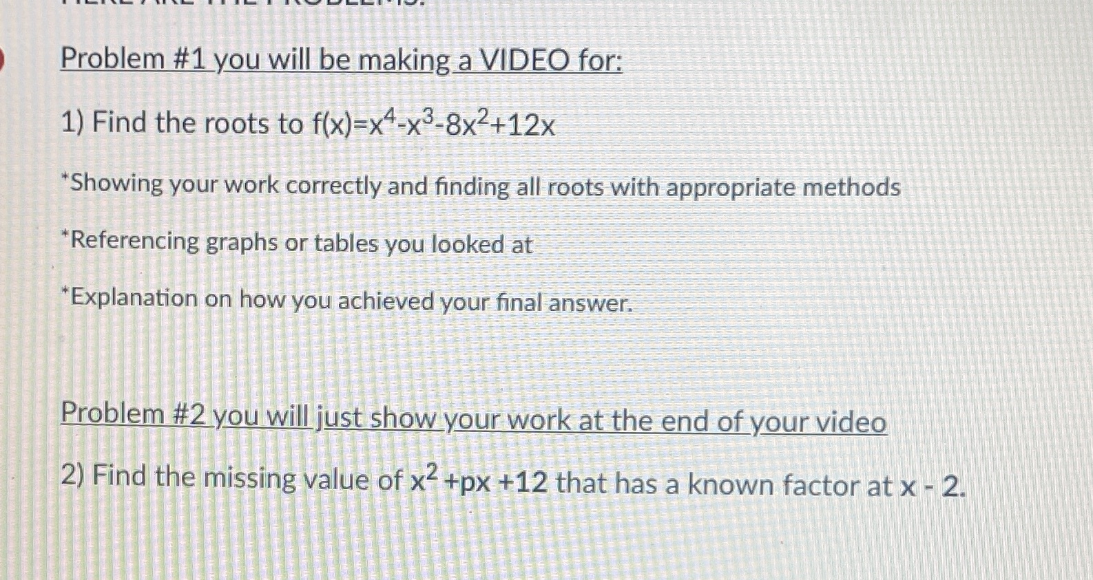 Please answear questions 1 and 2:) Problem #1 you