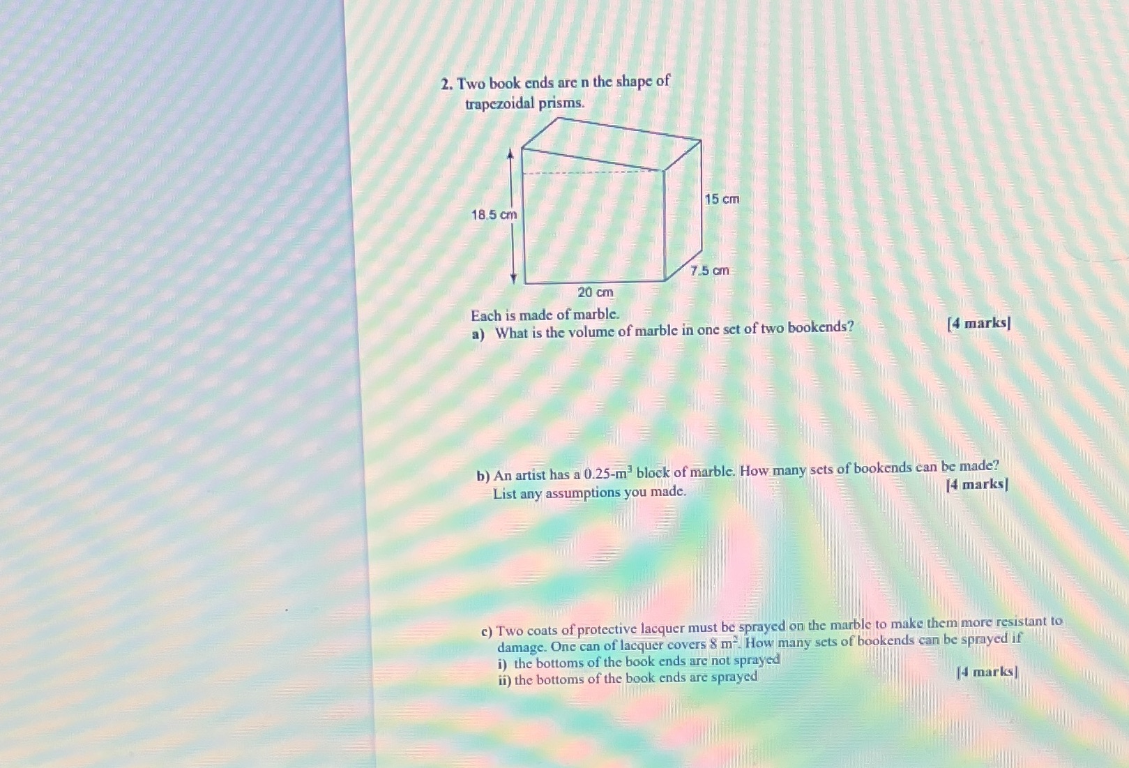 2. Two book ends are n the shape of trapezoidal