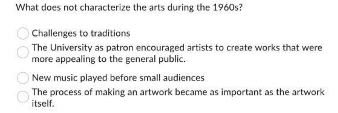 What does not characterize the arts during the