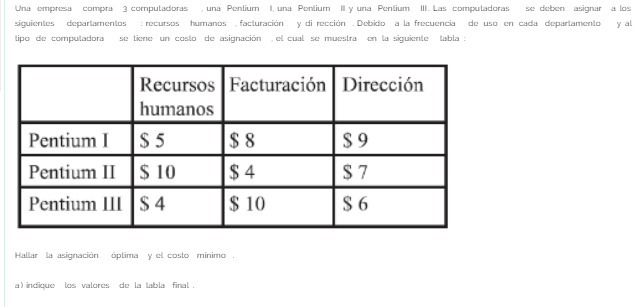 Una empresa compra 3 computadoras una Pentium I,