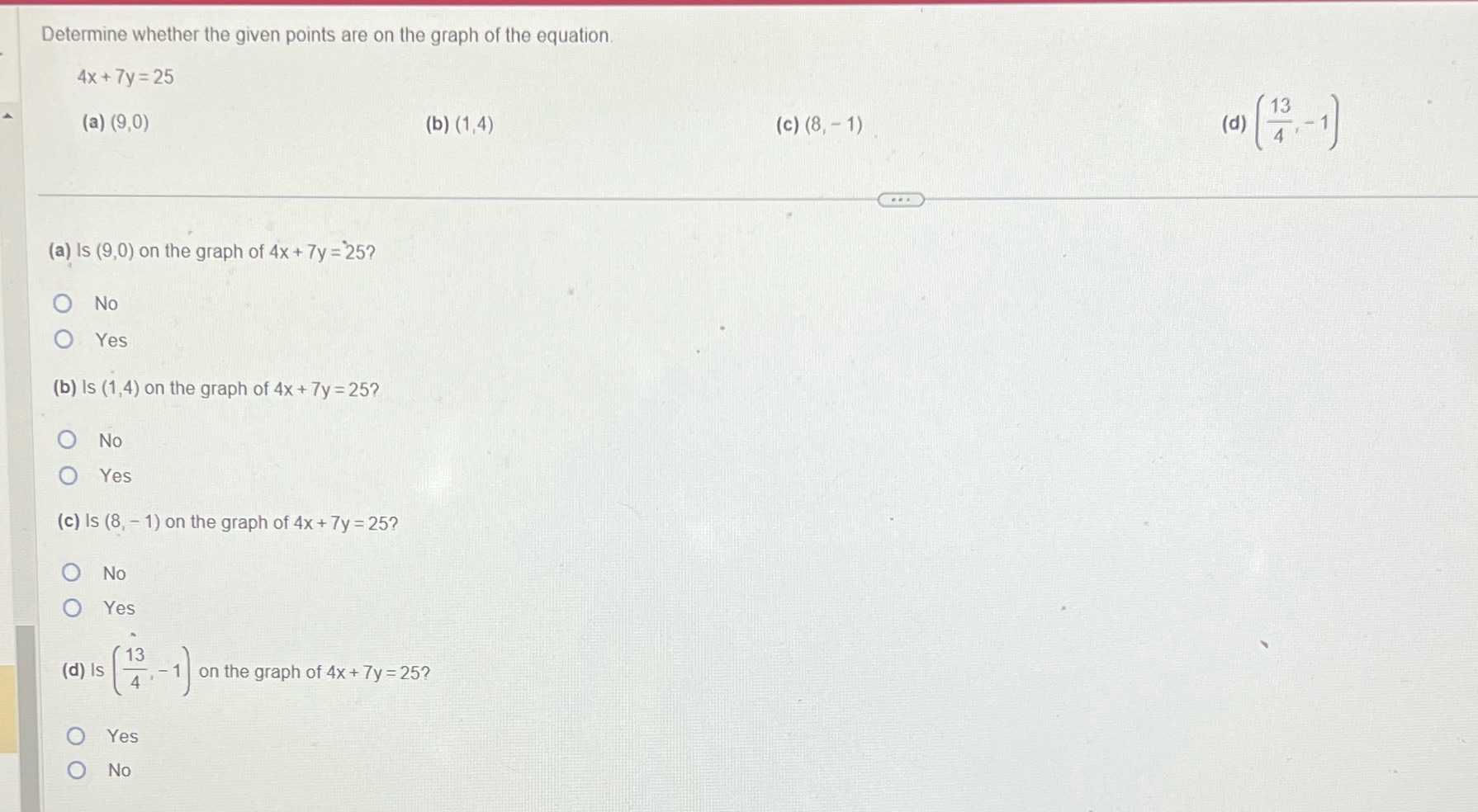 Determine whether the given points are on the