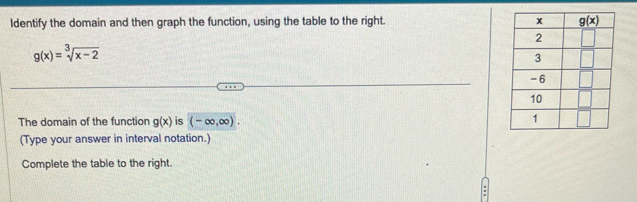 Please solve table Identify the domain and then