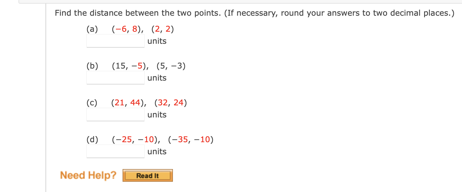 Find the distance between the two points. (If