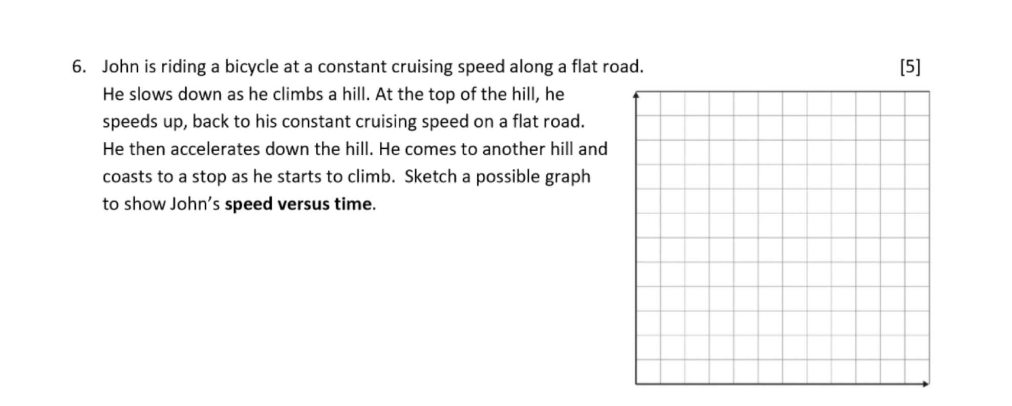 6. John is riding a bicycle at a constant